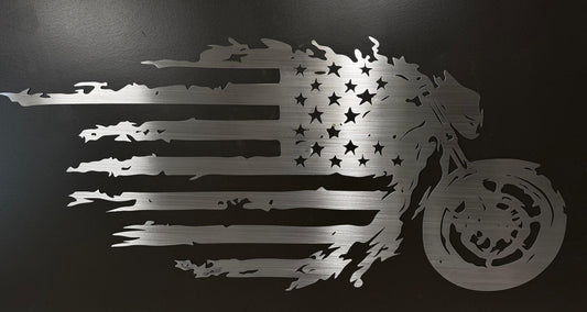 Patriot Ride – MC & USA-flagga i cortenstål