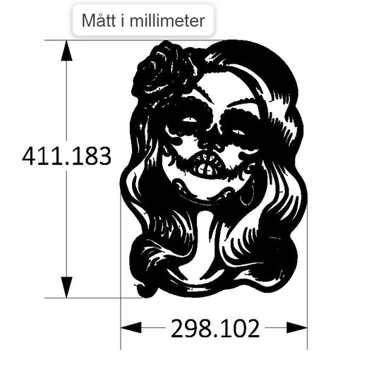 LA MUERTE – Sugar Skull Lady, Väggkonst i Cortenstål