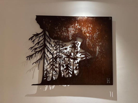 Skogsdjup – Tvådelad väggkonst i corten Hillslope