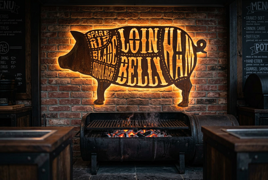 Pork Cuts – styckningsgris i cortenstål, väggkonst