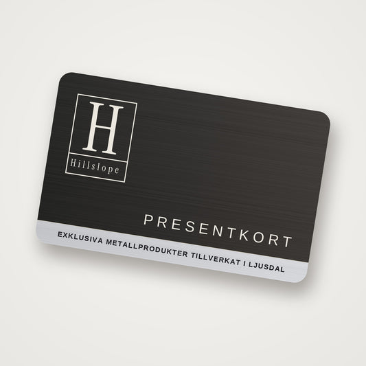 Presentkort från Hillslope i stål och corten